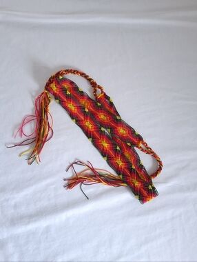 Belt Macrame Multicolour Rainbow Woven